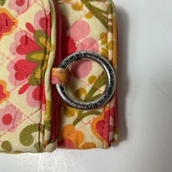 Vera Bradley Folkloric Yellow Pink Red Green Floral Pattern Double ID Wristlet - Picture 10 of 13